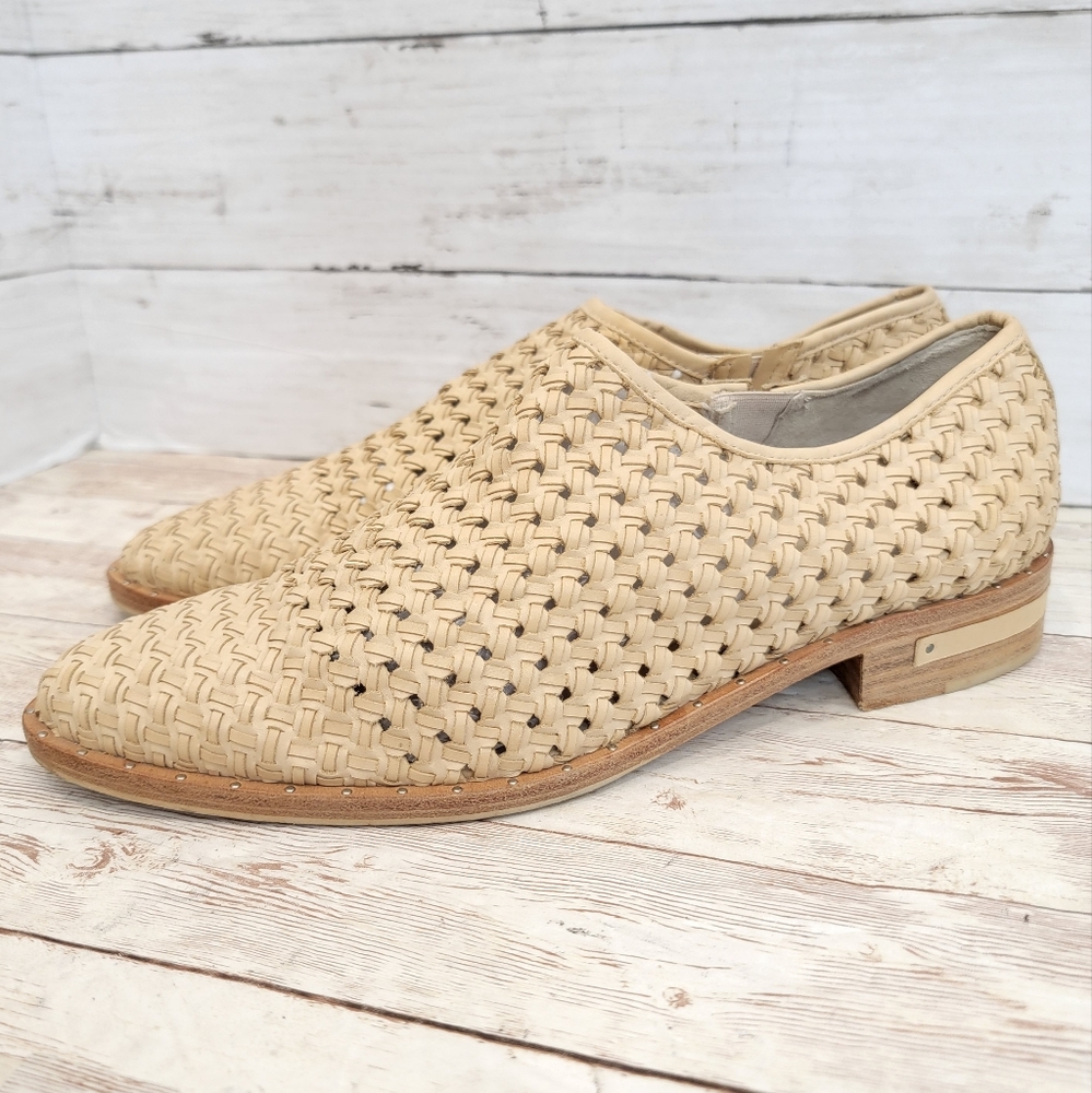 Freda Salvador Dawn woven loafers in nude leather